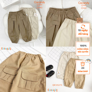 Quần cho bé -Quần dài RÊU, NÂU NHẠT 2 nắp túi và Quần BE, NÂU kaki túi hộp cho bé của COCANDY mã Q144,QK105