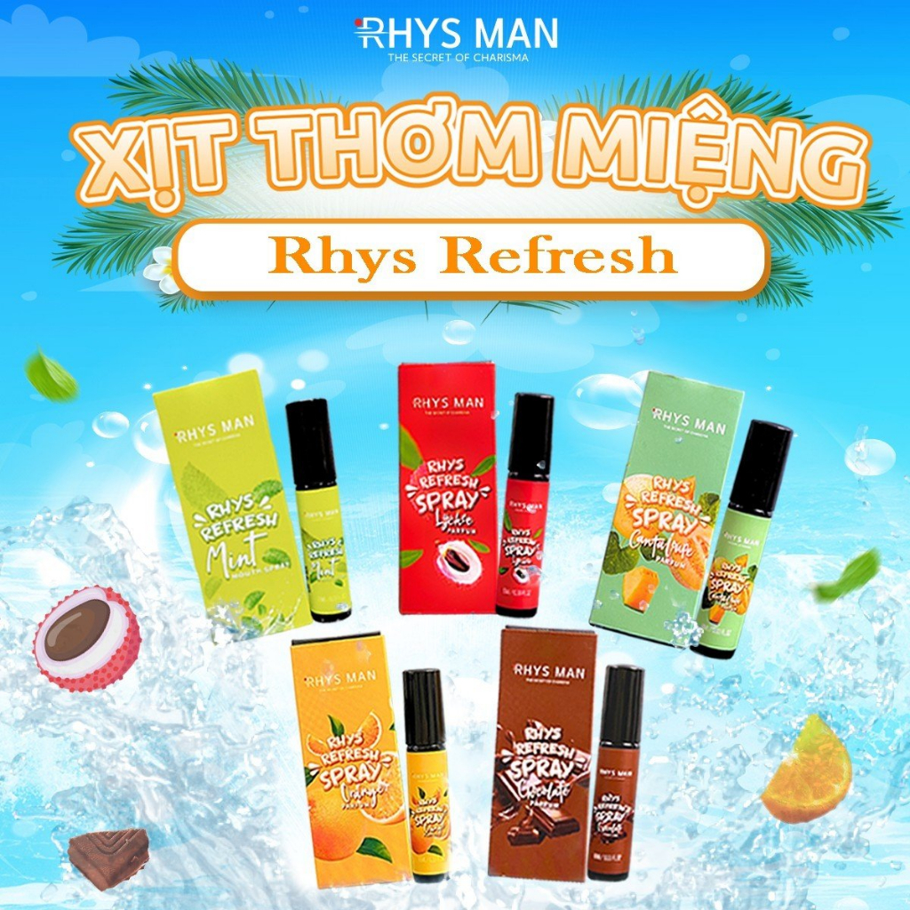 Xịt Thơm Miệng Rhys Refresh Spray Hương Trái Cây The Mát RHYS MAN 10ml