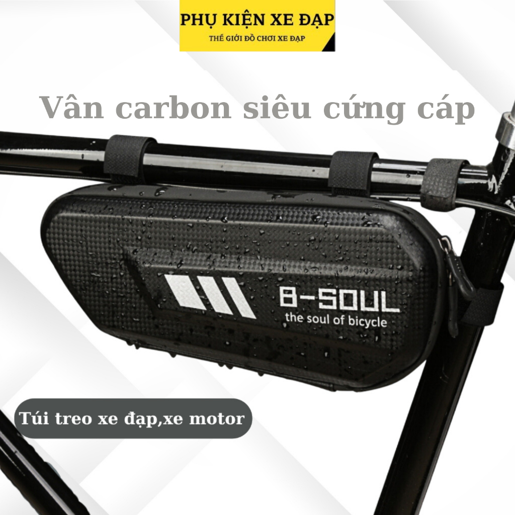 Túi treo xe đạp thể thao chống nước cao cấp chính hãng BSOUL 07 cực đẹp, túi xe đạp túi xe máy vân cacbon form cứng