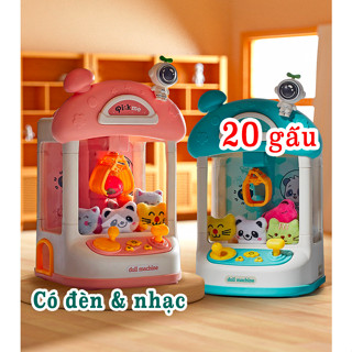 Đồ chơi máy gắp thú bông mini cỡ lớn tặng gấu và bóng, máy gắp gấu bông có đèn và nhạc cho bé