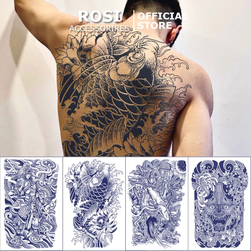 Hình xăm 15 ngày full lưng ROSI ACCESSORIES, hình xăm dán tạm thời nhật cổ chống nước khổ lớn