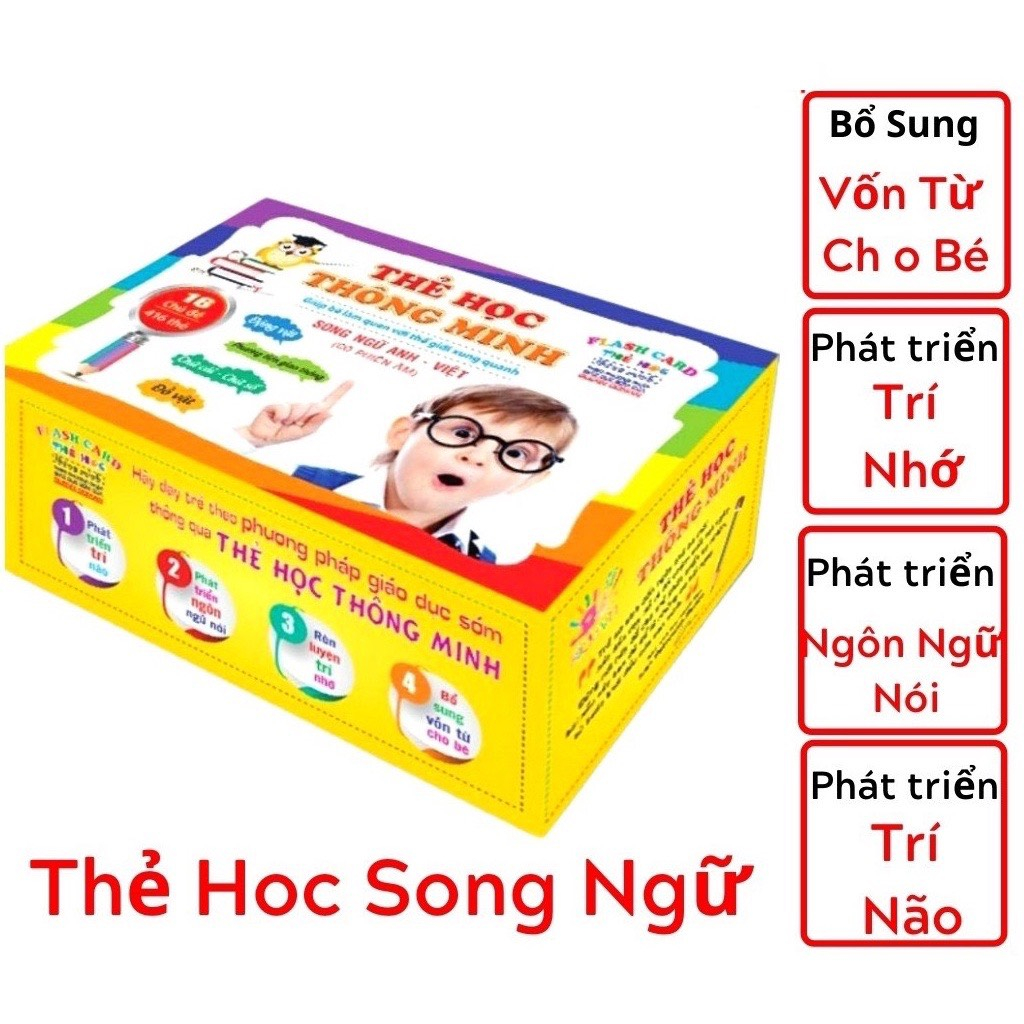 Thẻ Học Thông Minh Flashcard 16 Chủ Đề 416 Thẻ Song Ngữ Anh - Việt Có Phiên Âm Cho Bé - Orgavil Store