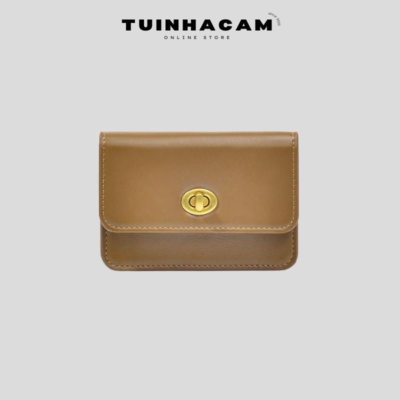 Ví nữ đựng thẻ Tuinhacam ví ngắn gập siêu mỏng bằng da PU có khoá phong cách Vintage thời trang cho nữ - TNC021