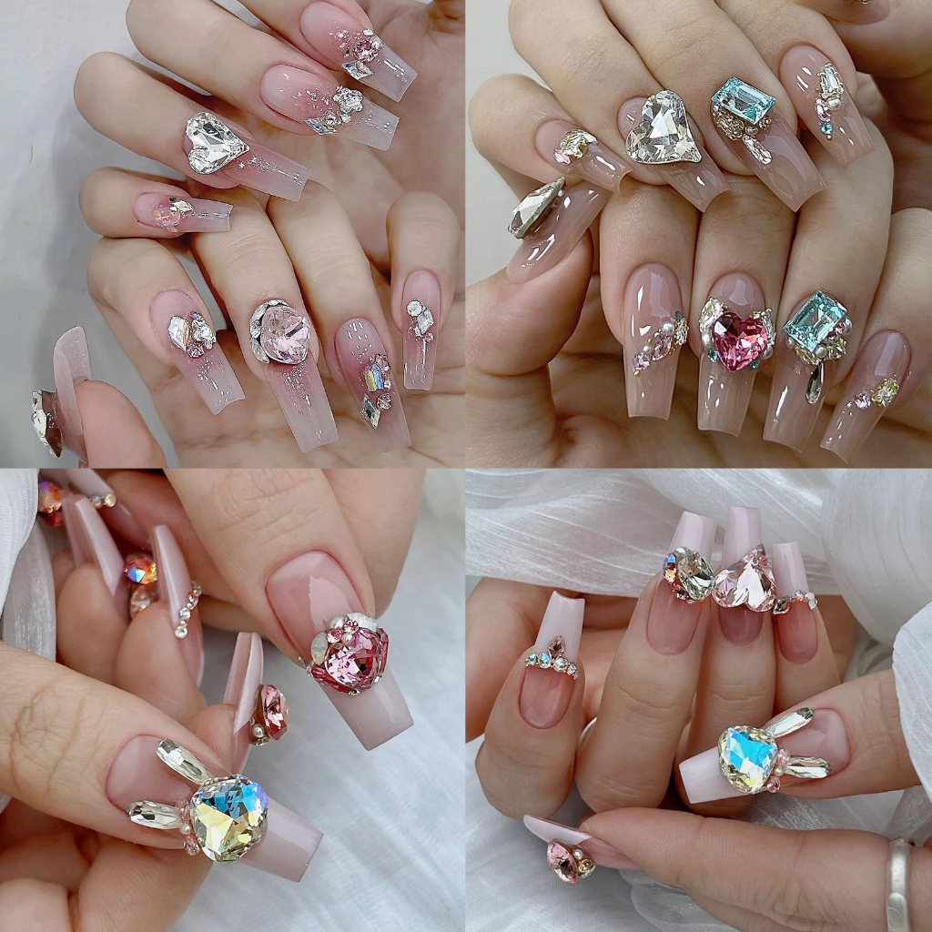 Đá khối mix sẵn ngcj trai trang trí nail hottrend lẻ 1 viên