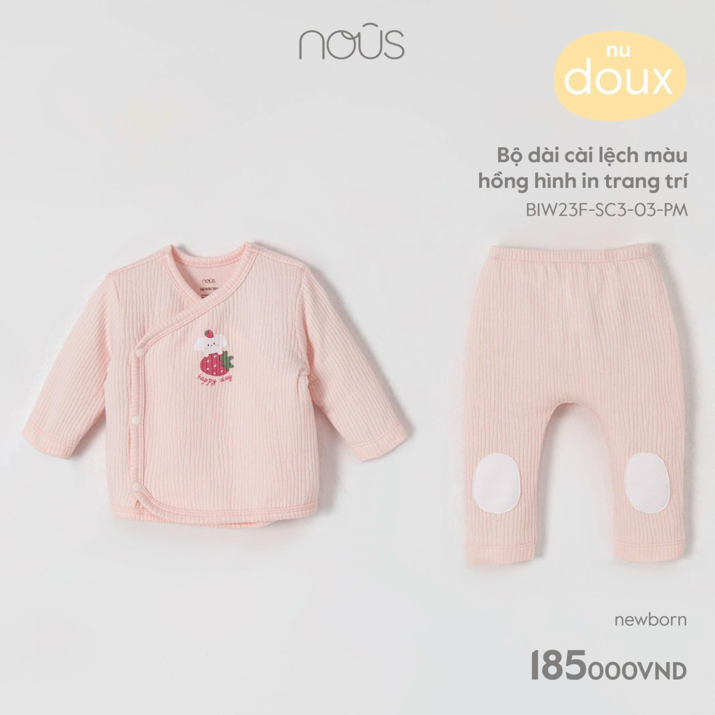 Bộ quần áo sơ sinh Nous bé trai, bé gái vạt chéo chất petit