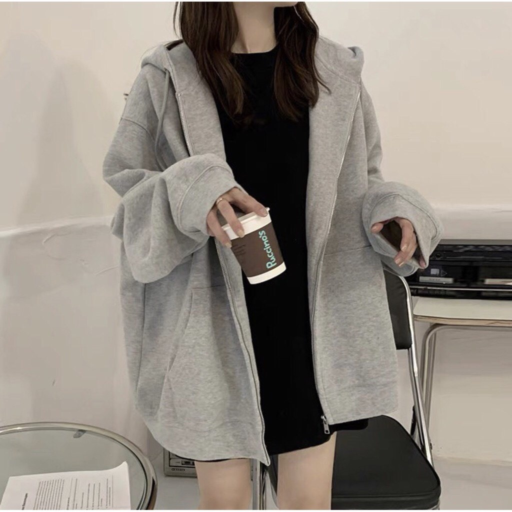 Áo khoác hoodie zip form rộng có khóa kéo phù hợp cho cả nam và nữ | BigBuy360 - bigbuy360.vn