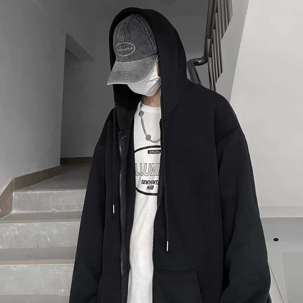 Áo khoác hoodie zip form rộng có khóa kéo phù hợp cho cả nam và nữ | BigBuy360 - bigbuy360.vn