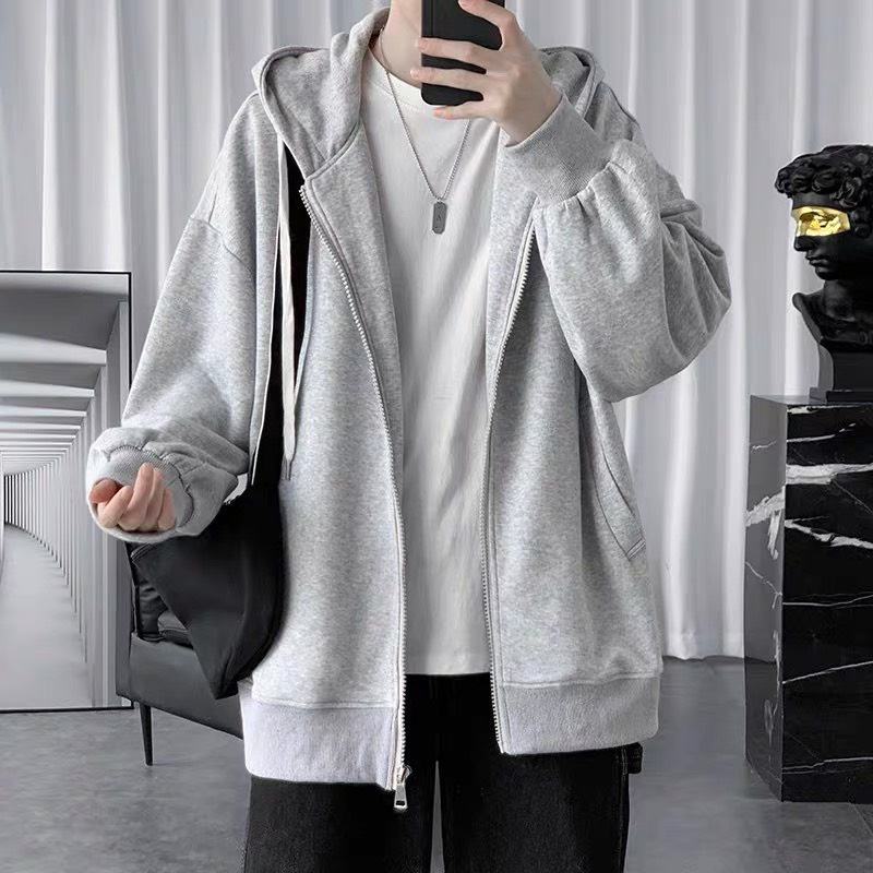 Áo khoác hoodie zip form rộng có khóa kéo phù hợp cho cả nam và nữ | BigBuy360 - bigbuy360.vn
