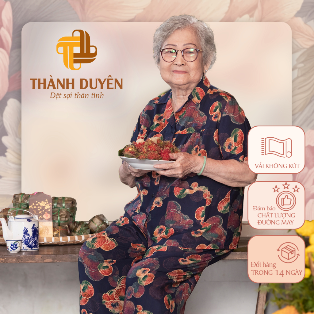 Đồ bộ Tole bà mặc nhà Thành Duyên bông, tay con có 2 túi áo, quần dài, không rút, thoáng mát- 1594TCD (03-23)
