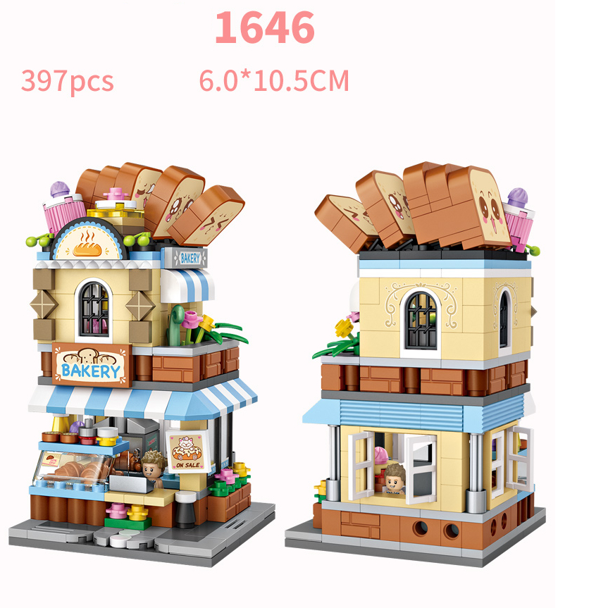 Bộ đồ chơi lắp ráp mô hình cửa hàng đường phố-commercial street view 1641-1648