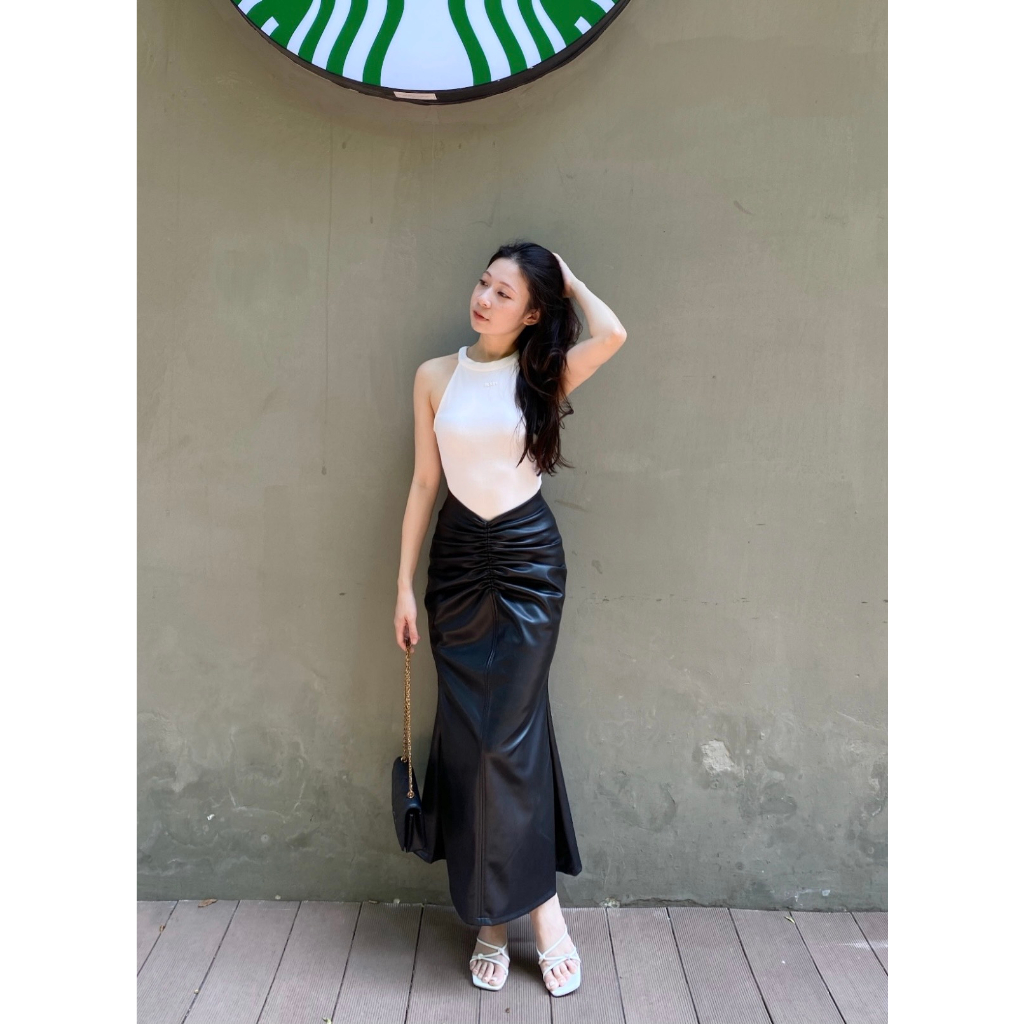 Chân váy da dáng dài công sở VINRA MIENStore