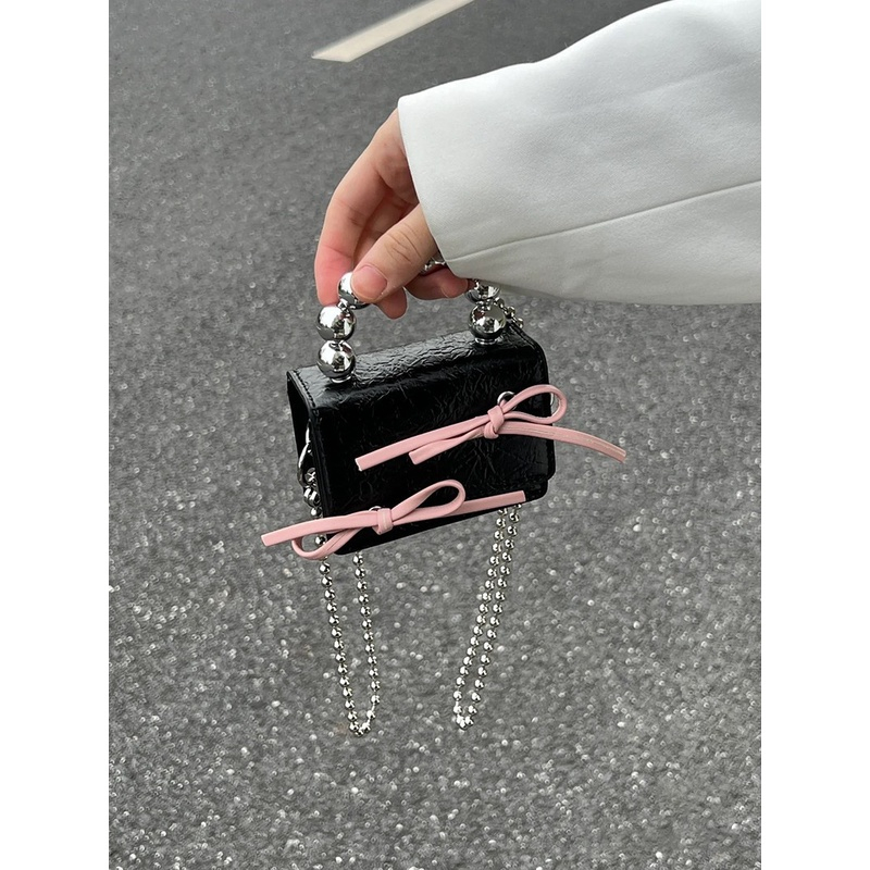 Túi mini nữ túi cầm tay phối nơ size nhỏ kèm dây xích dài đeo chéo tiểu thơ, Túi mini đeo chéo nữ đẹp M211