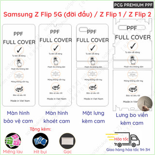 Dán PPF Samsung Z Flip 5G (đời đầu) / Z Flip 1 / Z Flip 2 cho màn hình, mặt lưng, full viền loại trong, nhám chuẩn xịn