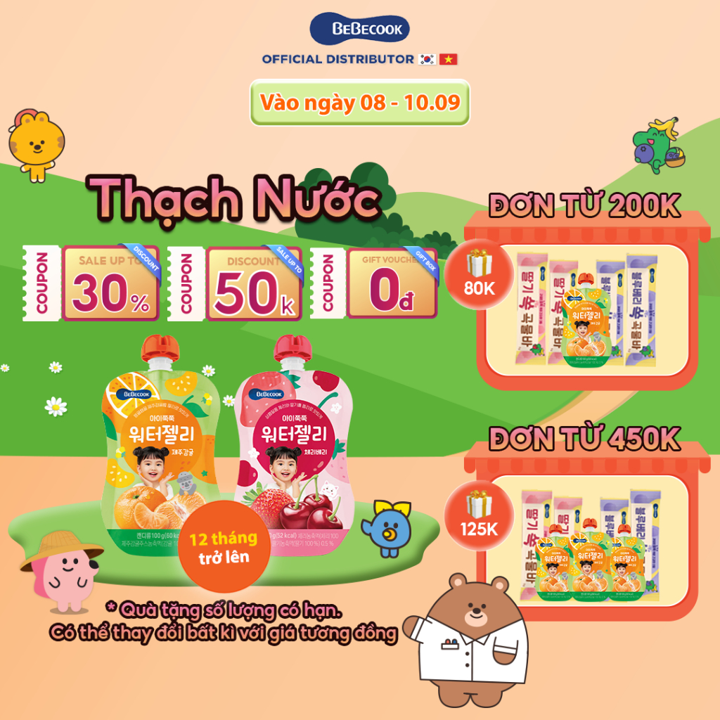 Thạch trái cây BeBecook dạng nước hương vị trái cây hữu cơ dành cho bé từ 1 tuổi 100ml/túi