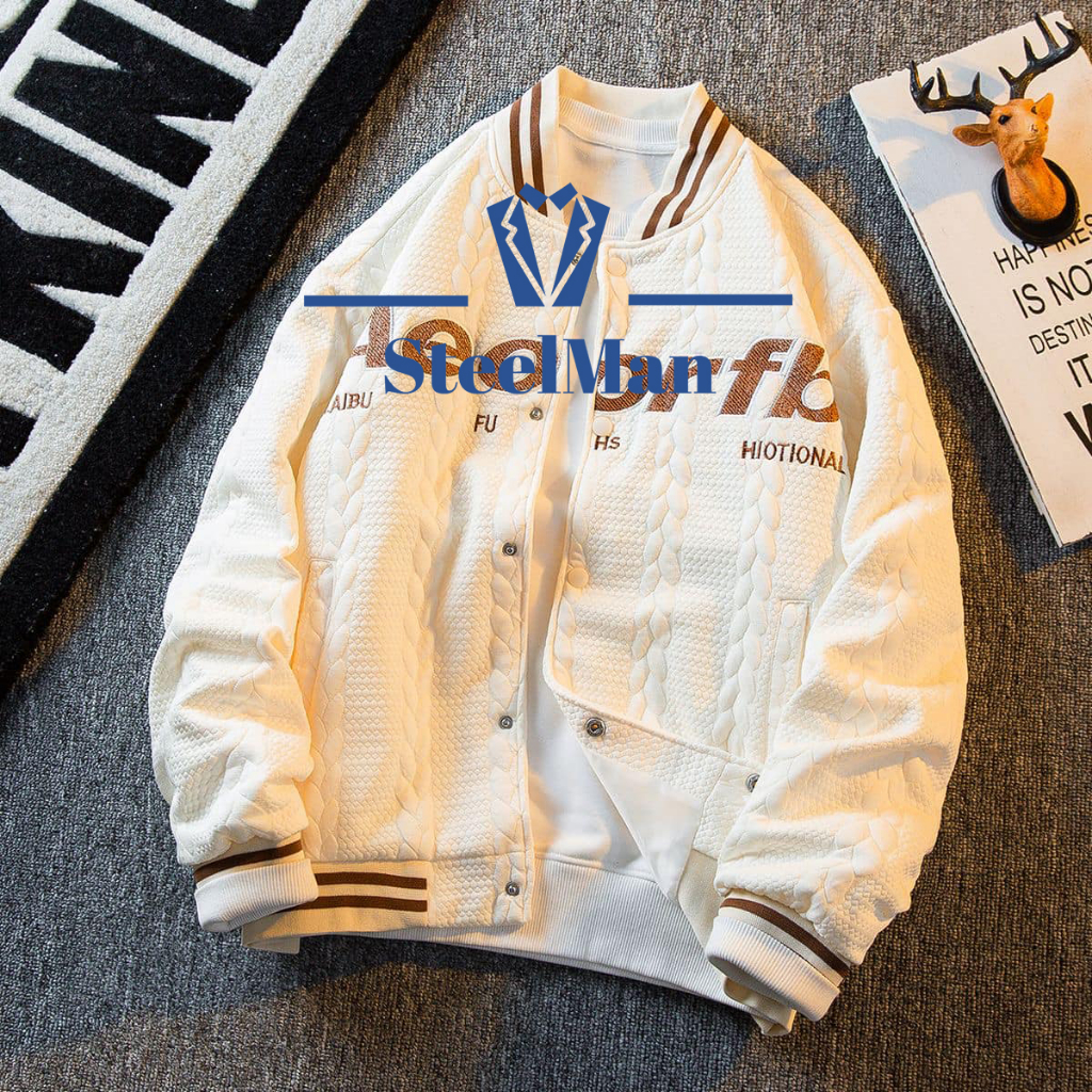 Áo bomber nam, áo nỉ dài tay, áo khoác thu đông Aeo SteelMan