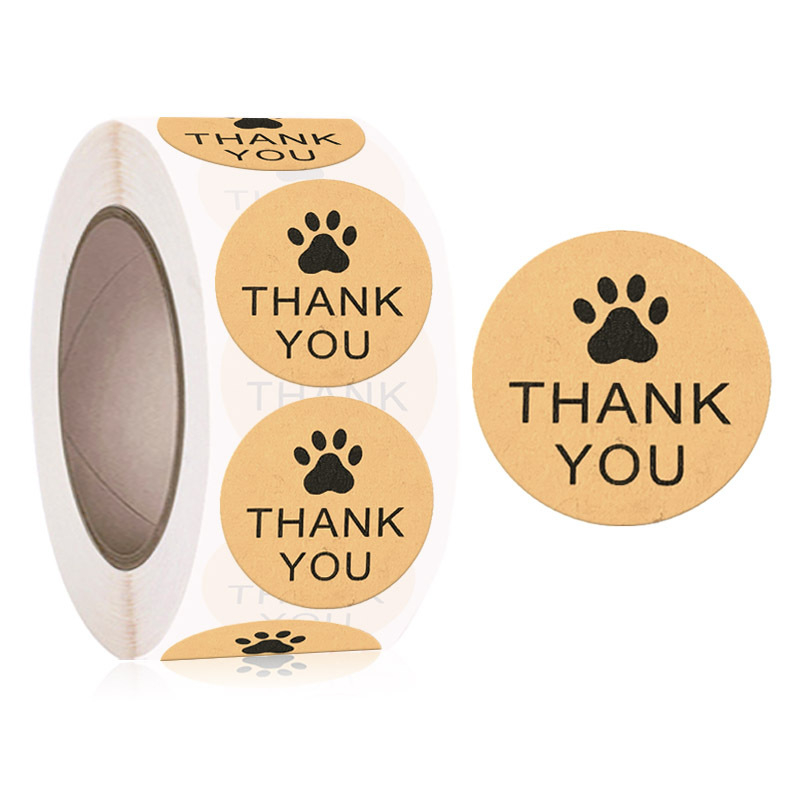 Cuộn 500 nhãn dãn cảm ơn, sticker thank you, tem tròn thank you, tem cảm ơn giấy craft