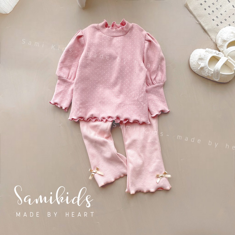 Áo dài tay vai phồng tiểu thư cho bé style Korea