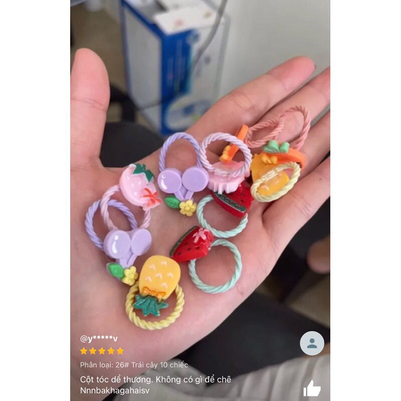 Chun cột tóc cho bé gái hoạ tiết dễ thương