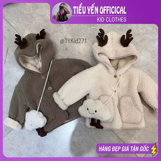 Quần áo trẻ em, Áo khoác lông cho bé, áo khoác lông tuần lộc noel, tết 2023 kèm túi mây 8-20kg AK271 |Tiểu Yến KID