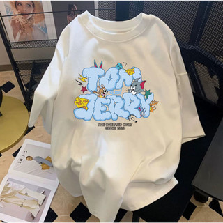Áo thun am nam nữ tay lỡ form rộng tom jerry