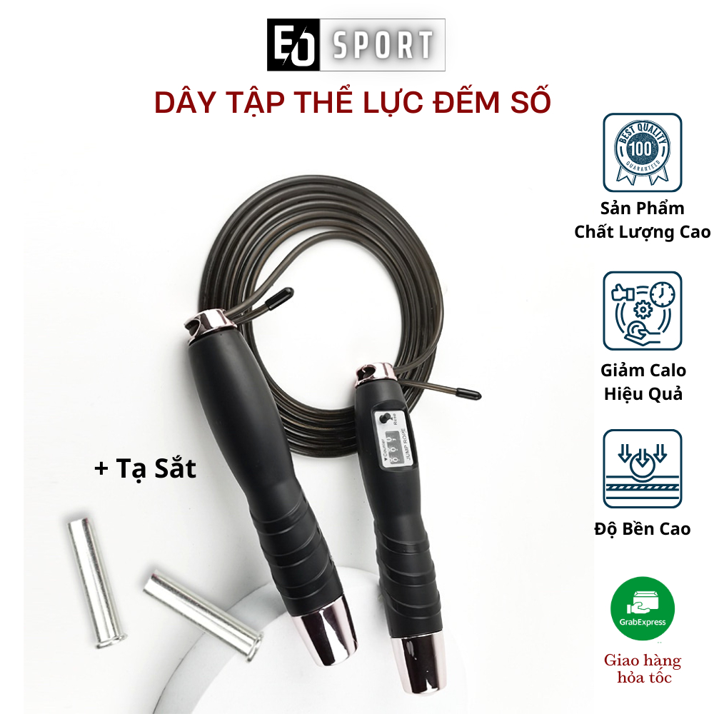 Dây Nhảy Thể Lực Đếm Số Vòng , Lõi Thép Đàn Hồi Dài 2,9m ,Giảm Cân,Tăng Thể Lực - EO.sportDZ