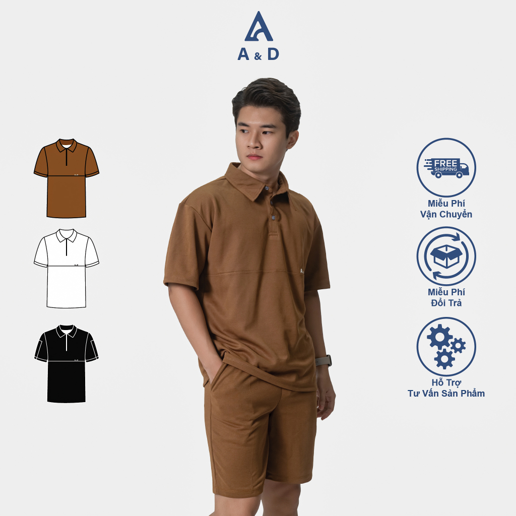 Đồ Bộ Nam A&D Cổ Bẻ Chất Vải Cotton Cao Cấp Oversize Thoáng Mát
