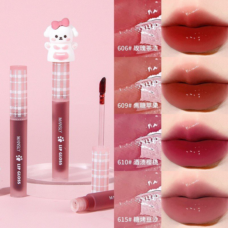 Son Bóng Mansly Cún Hồng Mirror Lip Gloss Hiệu Ứng Gương Không Phai Màu Dễ Thương ảnh thật shop chụp