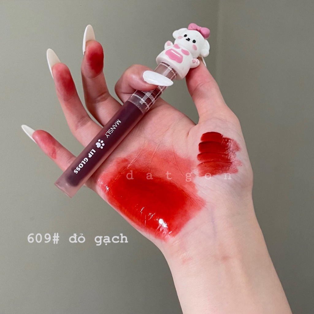 Son Bóng Mansly Cún Hồng Mirror Lip Gloss Hiệu Ứng Gương Không Phai Màu Dễ Thương ảnh thật shop chụp