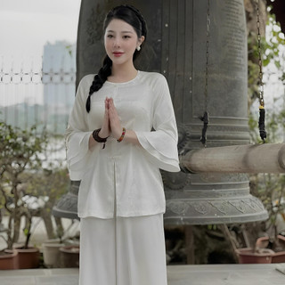 Bộ đồ lam quần áo đi chùa chất liệu lụa Tay Loe 2 tầng cao cấp- Phapphuccaocap_offical