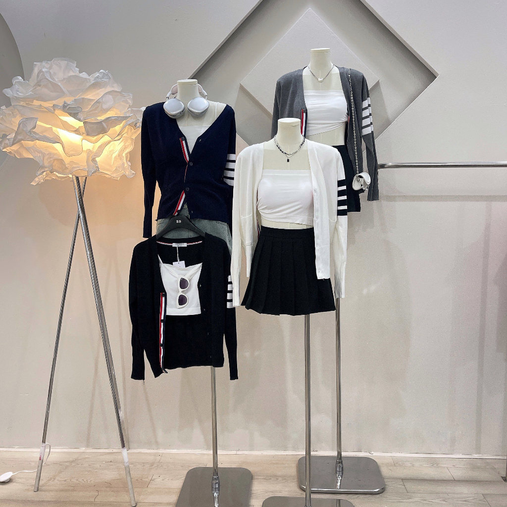 Áo Khoác Cardigan Thôme Vạch Tay Form Vừa Xinh Xắn  Áo Khoác Cadigan Mùa Thu 2023