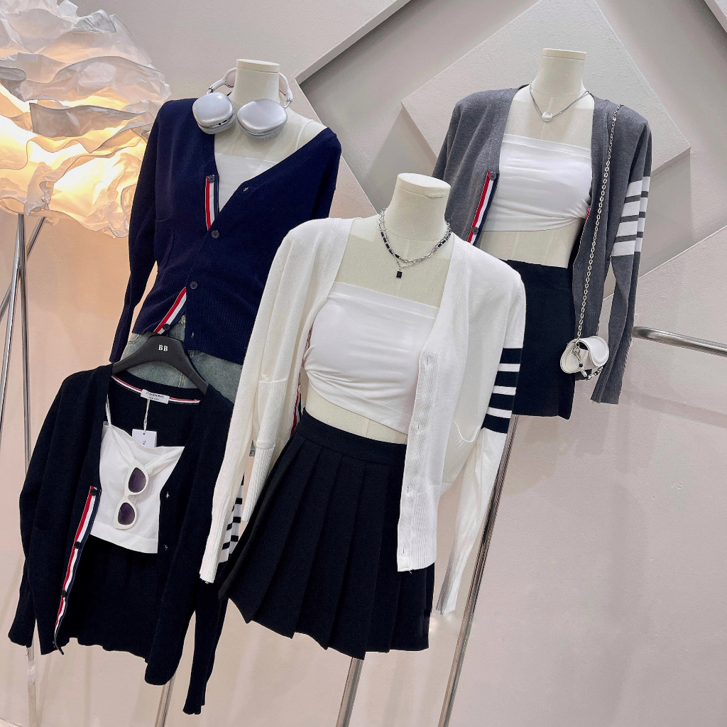 Áo Khoác Cardigan Thôme Vạch Tay Form Vừa Xinh Xắn  Áo Khoác Cadigan Mùa Thu 2023