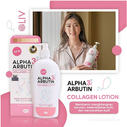 Sữa dưỡng thể trắng da Alpha Arbutin Collagen Lotion 3 Plus 500ml Thái Lan