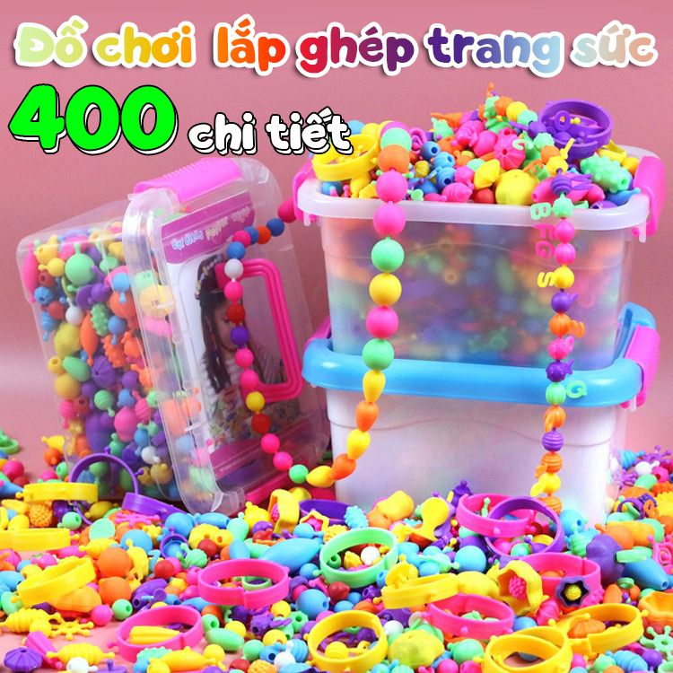 Bộ đồ chơi lắp ghép trang sức 500 chi tiết nhiều màu sắc cho trẻ