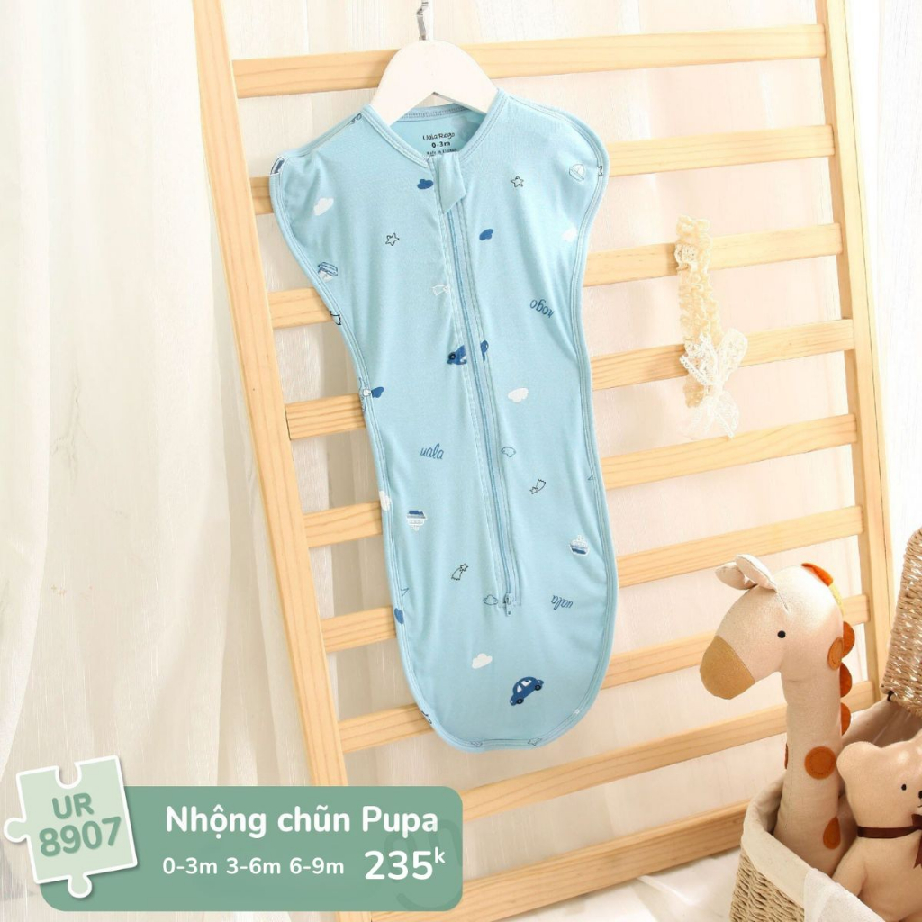 Nhộng chũn cho bé Ualarogo 0-12 tháng Cocoon kéo khóa sợi tre Bamboo mềm co giãn 4 chiều thoáng mát dễ mặc bỉm U1