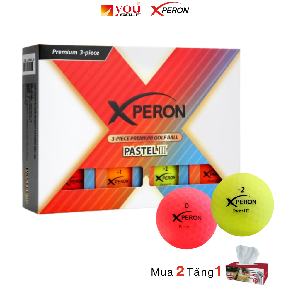 (Có Tách Lẻ) Bóng Golf Xperon Pastel III 3 Lớp - Hộp 12 Bóng