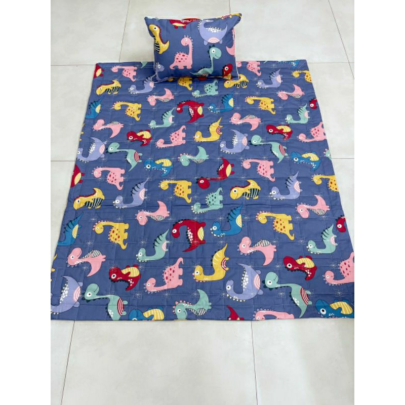 Set chăn gối bé đi học cotton hàn