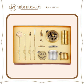 Trọn bộ 12 chi tiết dụng cụ xông bột Trầm Hương