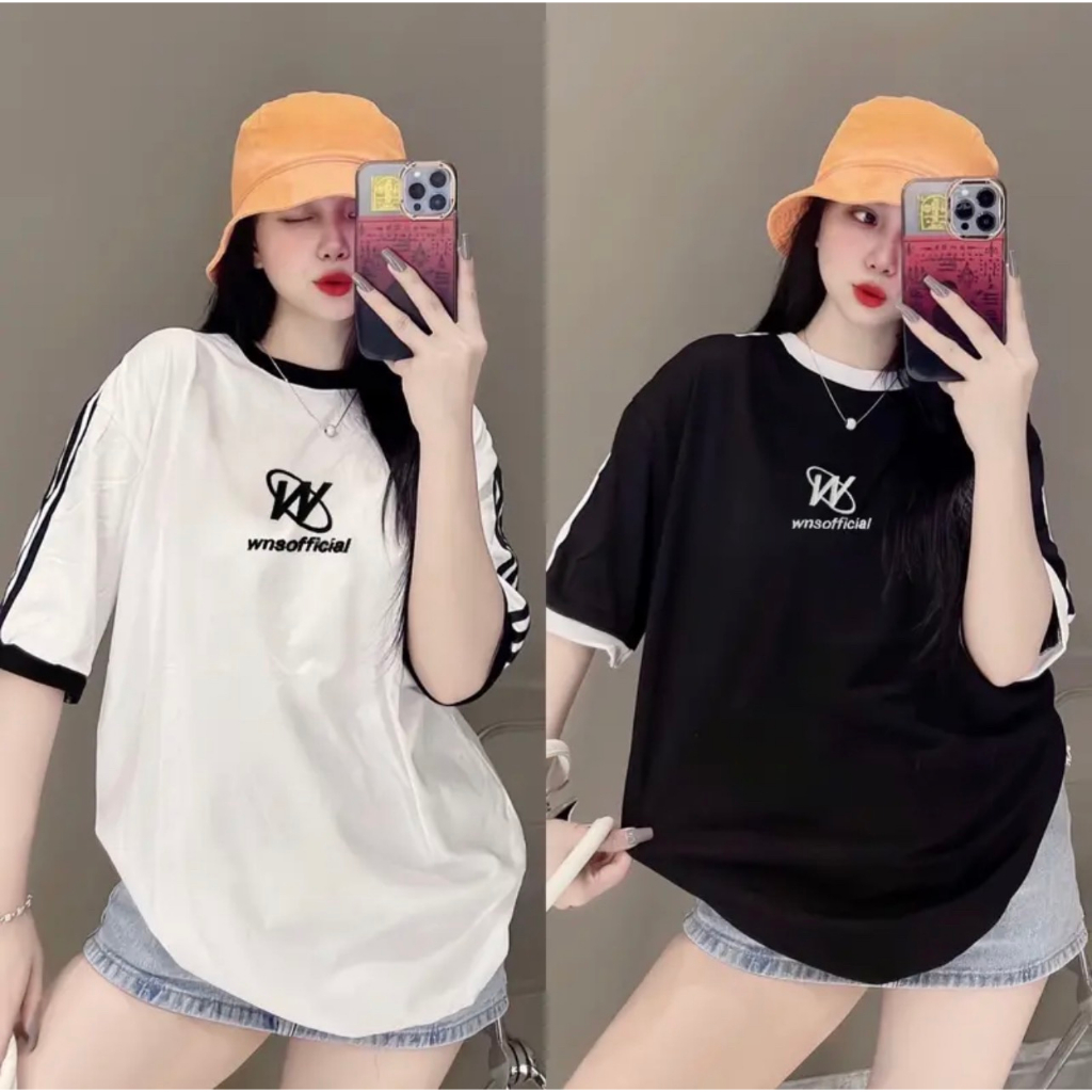 Áo Phông 3158 sọc tay thêu chữ (W) freesize