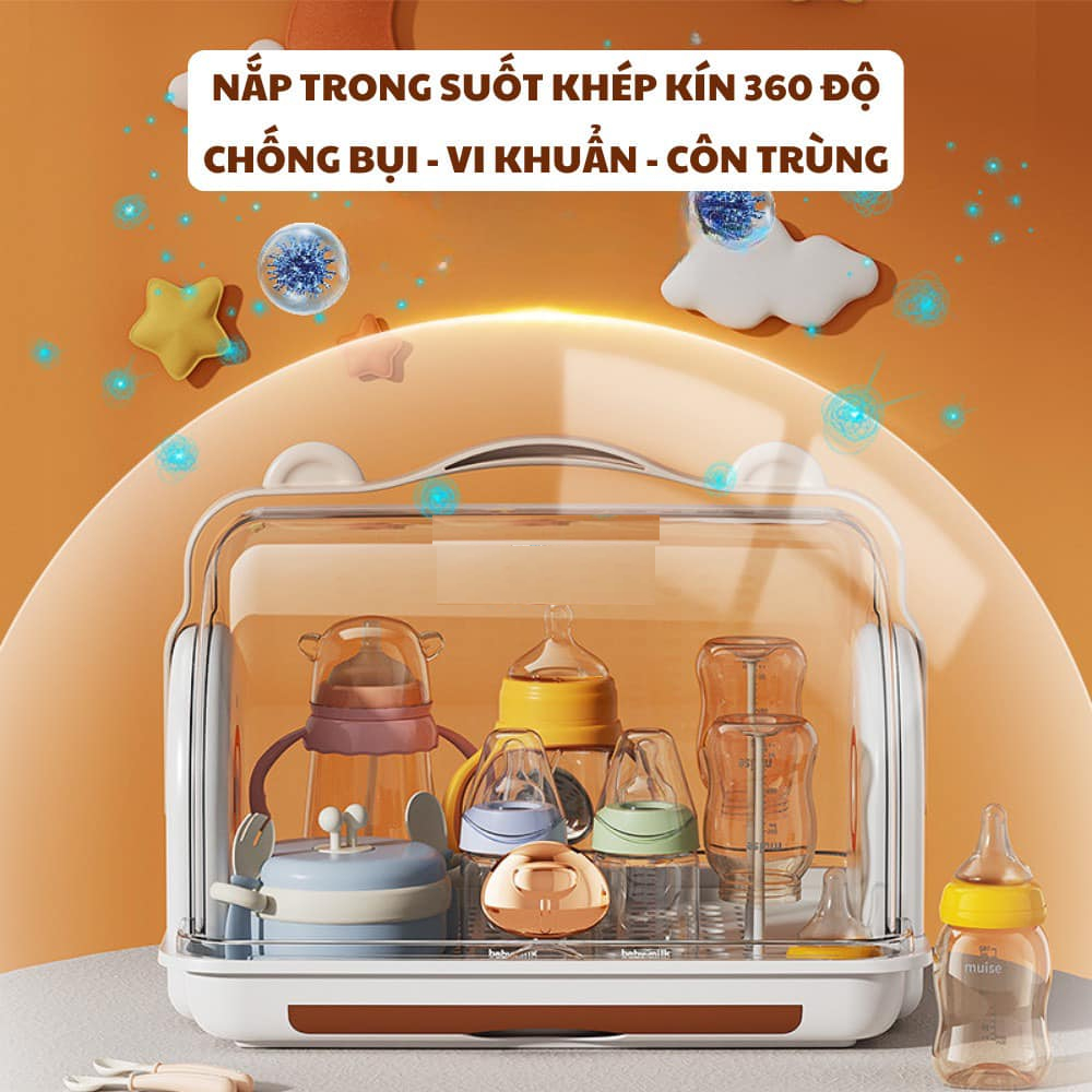 Khay đựng bình sữa có nắp đậy Finley 0030 Diệt Khuẩn UV FL-0076 - giá úp bình sữa Jupin / Vuông / Gấu mới / Holla 15216