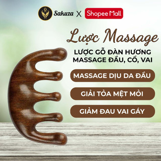 Lược gỗ đàn hương massage đầu giảm căng thẳng Sakuza