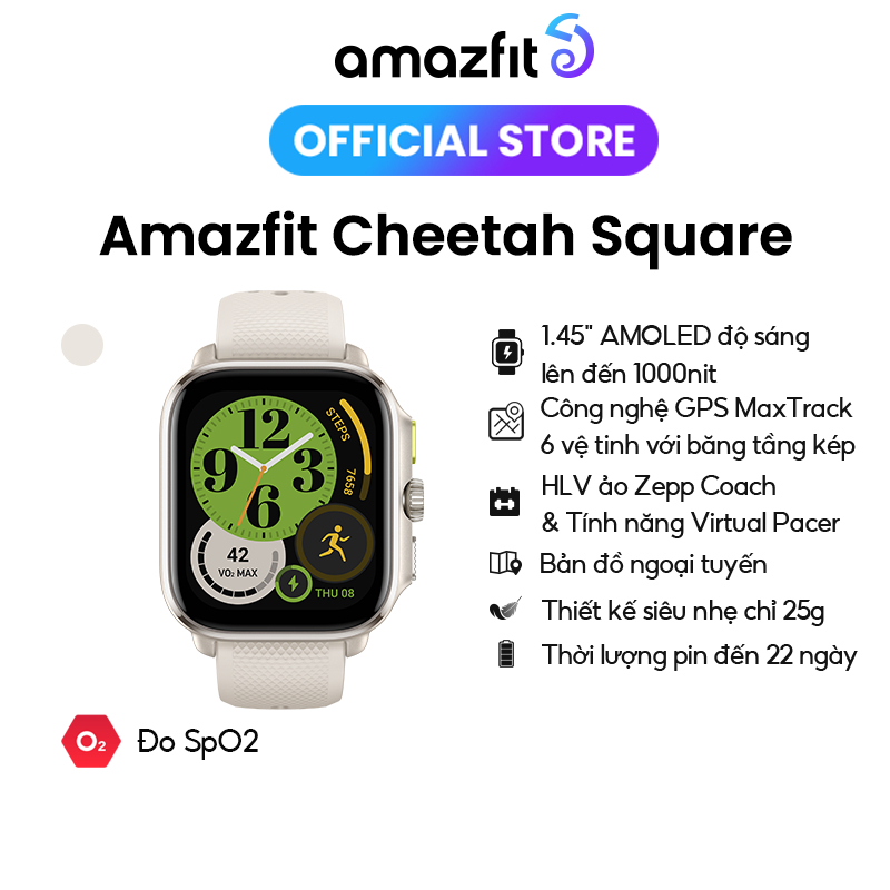 Đồng hồ thông minh Amazfit Cheetah Square - GPS băng tần kép - Bản đồ ngoại tuyến