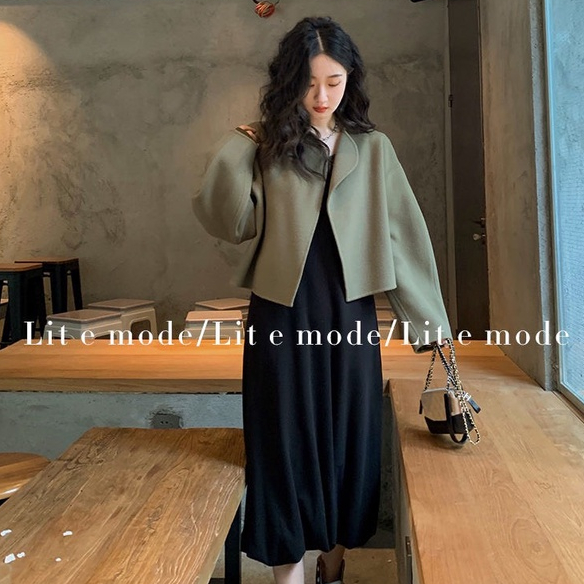 Áo khoác dạ dáng rộng croptop ngắn phong cách hàn quốc Sereinclothing.st2w dành cho nữ