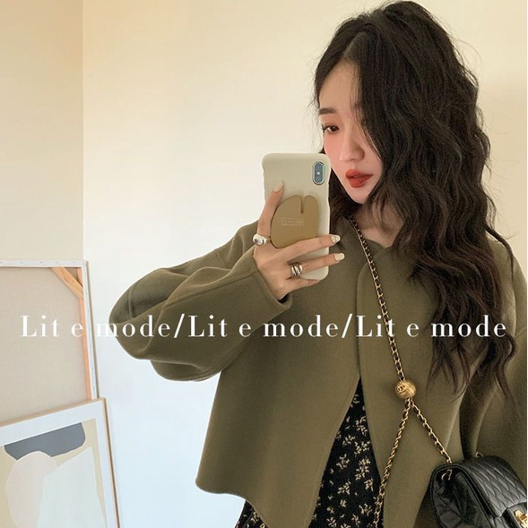 Áo khoác dạ dáng rộng croptop ngắn phong cách hàn quốc Sereinclothing.st2w dành cho nữ