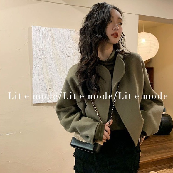 Áo khoác dạ dáng rộng croptop ngắn phong cách hàn quốc Sereinclothing.st2w dành cho nữ