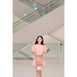 Set áo croptop phối chân váy nữ tiểu thư kate set - goût de jun