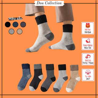 Vớ tất len unisex nam nữ cổ cao trơn phối màu len dày phong cách basic thời trang thu đông - Mã TV033