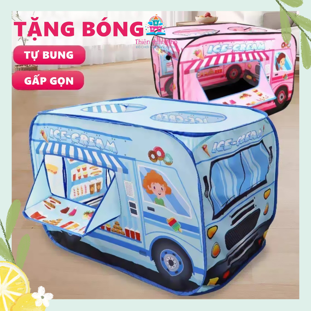 Lều đồ chơi TẶNG BÓNG cỡ lớn lều xe ô tô nhà banh đa chức năng chơi trong nhà và sân vườn