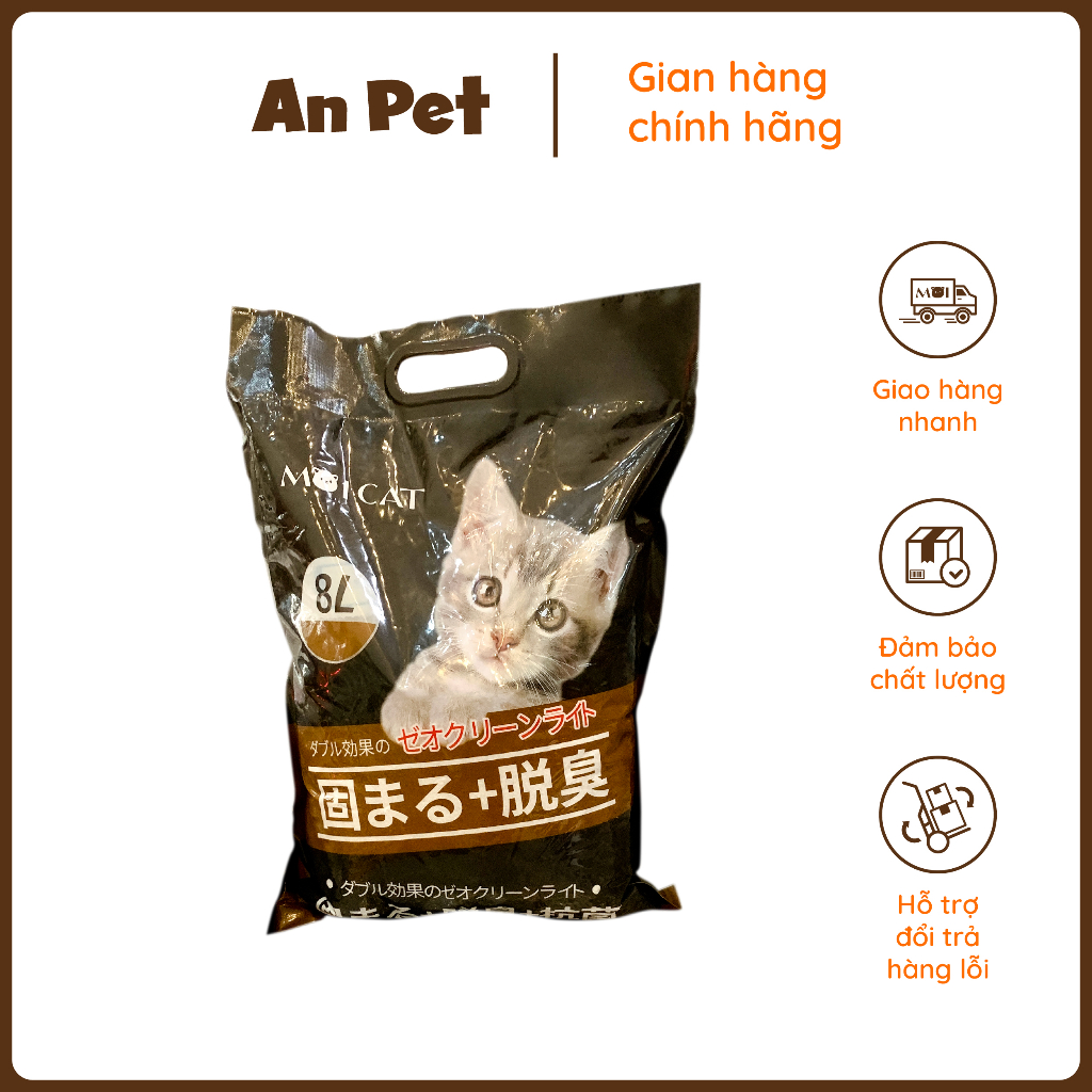 Cát Moi Cat túi 4kg/8L, cát nhật vệ sinh mèo siêu vón, siêu khử mùi, ít bụi - An Pet
