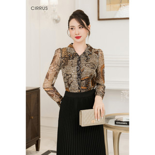 Áo sơ mi công sở nữ dài tay cirrus chất liệu voan hoạ tiết 1030220