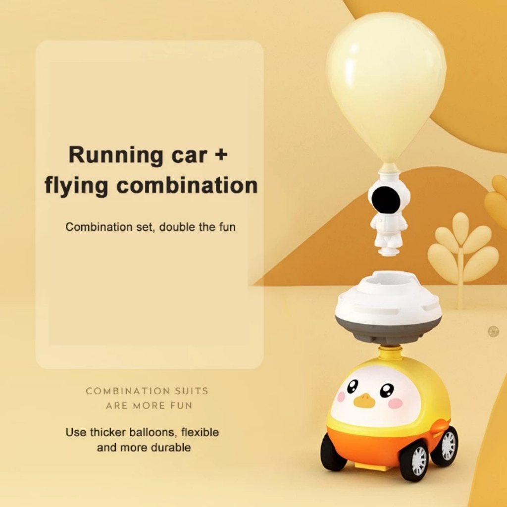 Đồ chơi xe bơm bong bóng hình thú dễ thương loại 2 ô tô, xe hơi bong bóng, xe bơm khí cầu cho bé